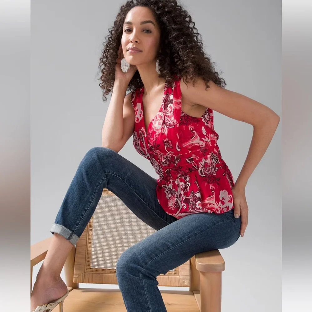 WHBM Sleeveless Romance Print Blouse Size XL - Picture 2 of 6